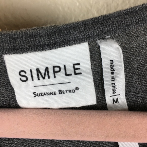 Simple by Suzanne Betro Women’s Black Gray Knit V-Neck Dolman Sleeve Size M - Picture 2 of 10